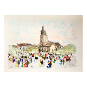 Urbain Huchet Paris, Saint Germain Des Pres C. 1980 Reproduction Print