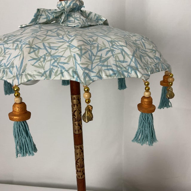 2020s Italian Porcelain Monkey/Parisol Lamps With Gold Leaf Bases For Sale - Image 5 of 15