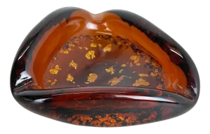 Italian Murano Glass Gold Dust Flakes Bowl Element Shell Ashtray, 1970s