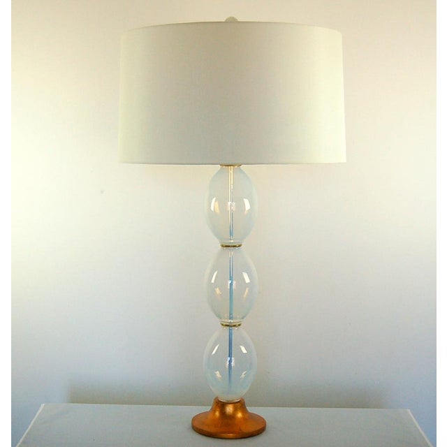 Murano Vintage Murano White Opaline Glass Lamps For Sale - Image 4 of 10