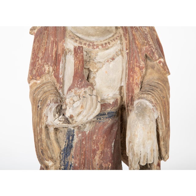 Wood Chinese Carved and Painted Wood Sculpture of Guanyin For Sale - Image 7 of 12