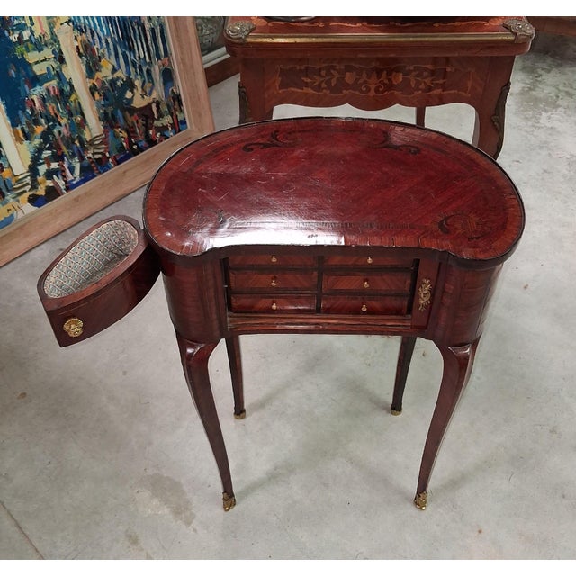Brown Louis XV Style Marquetry Lady's Commode, 1920s For Sale - Image 8 of 11