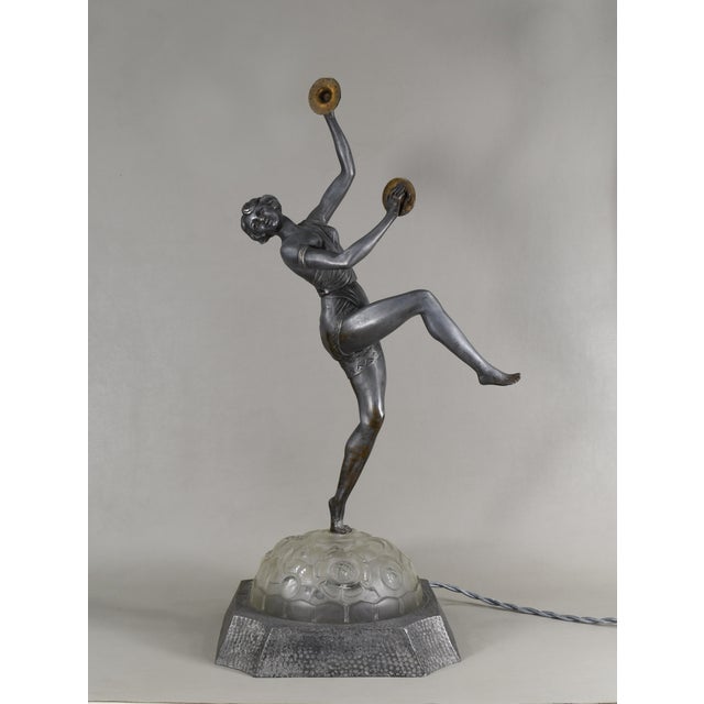 Gray French Art Deco Lamp by Emile Gregoire 1920s France For Sale - Image 8 of 18