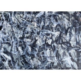 Sarah Trundle, Contemporary Abstract Black and White Painting, "Leeway" (Un-Stretched Canvas) For Sale