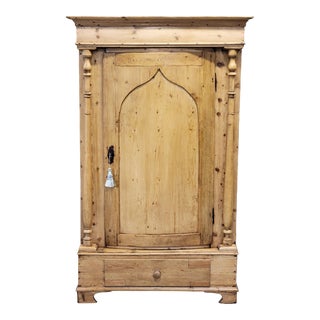 Antique 19th Century Danish Scandinavian Pine Bow Front Armoire Wardrobe For Sale
