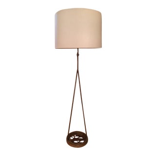 Studio Dauphine Gilded Iron Floor Lamp & Natural Paper Shade For Sale
