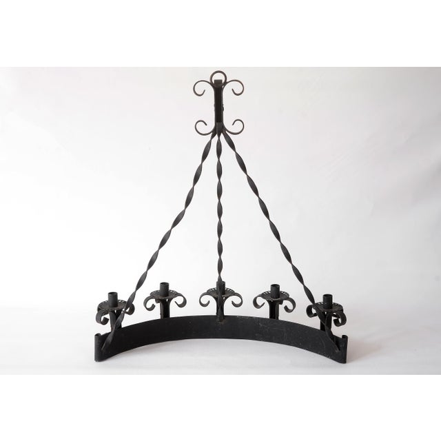 1960s Mid Century Gothic Style Wall Mounting Wrought Iron Candelabras - A Pair For Sale - Image 5 of 9