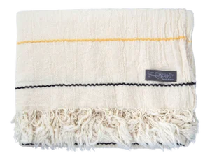 FirmaMenta Italian Eco-Friendly Recycled Cotton Throw With Black and Yellow Stripes