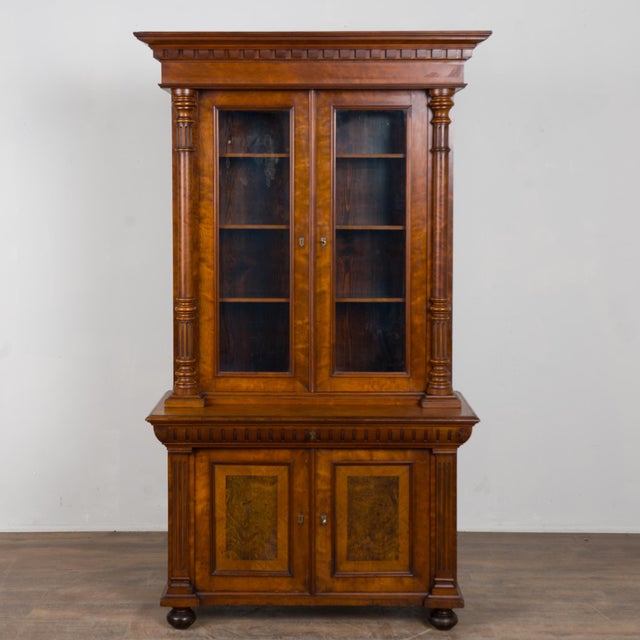 Victorian 20th Century Danish Walnut Bookcase With Glass Upper Doors For Sale - Image 3 of 17