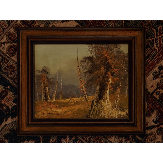 Textile Vintage Autumn Landscape Impasto Oil Painting For Sale - Image 7 of 8