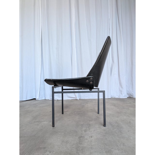 Vintage Lupina Shell Chair in Black Leather by Niko Kralj for Stol Kamnik, 1970s For Sale - Image 4 of 18