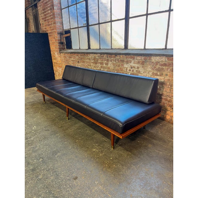 Mid 20th Century Black Leather Sofa Attributed to Harvey Probber For Sale - Image 4 of 9