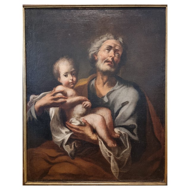 Saint Joseph with Child, 1750, Oil on Canvas For Sale