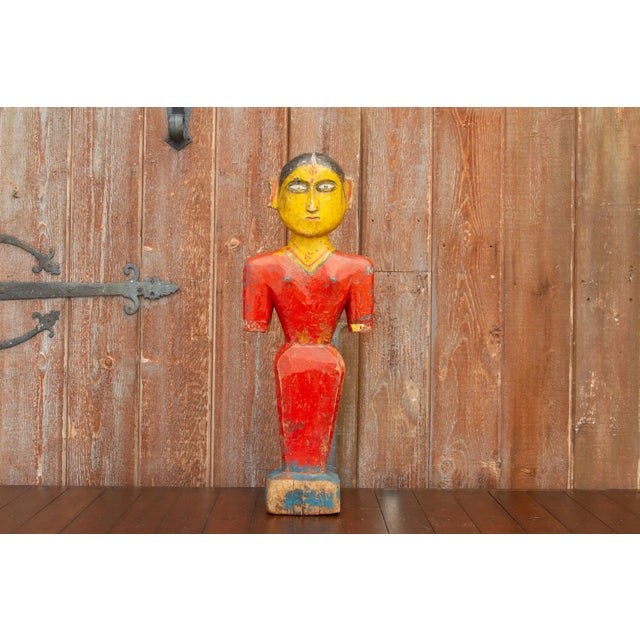 An original statue found in the ancient area of Tamul Nadu. This antique Indian statue of a goddess is handcrafted from...