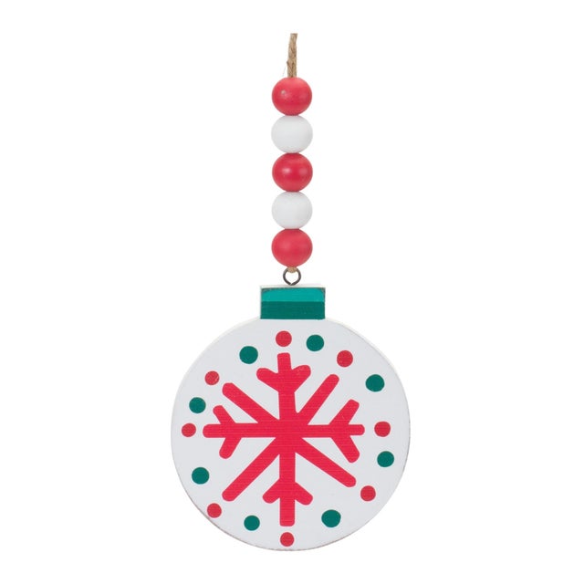 Contemporary Wood Beaded Snowflake Ornament (Set of 12) For Sale - Image 3 of 5