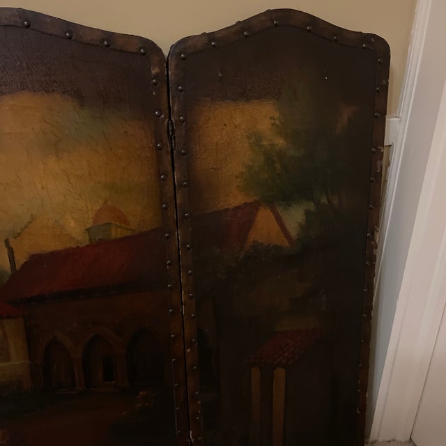 3 Panel Hand Painted Screen For Sale - Image 4 of 12