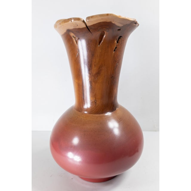 Mid-Century Modern Turned Carved Burlwood Live Edge Vase by Johannes Michelsen For Sale - Image 4 of 11