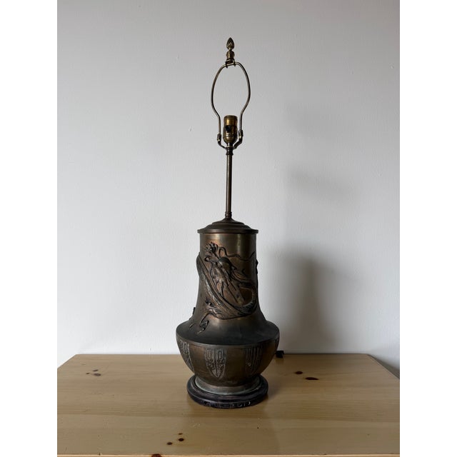Metal 19th Century Japanese Meiji Period Bronze Dragon Table Lamp For Sale - Image 7 of 12