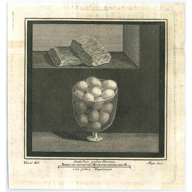 Ancient roman fresco, from the series "antiquities of herculaneum", is an original etching on paper realized by vincenzo...