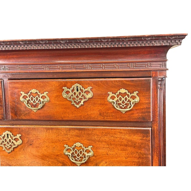 An Exceptional And Rare Design English Georgian Chippendale Period Mahogany Tallboy, Or Chest On Chest, Retaining...