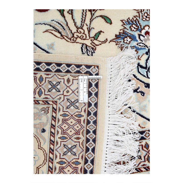 Traditional Ivory Color Fine Hand Knotted Persian Silk & Wool Nain For Sale - Image 3 of 4