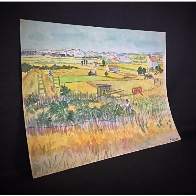 1981 Original Watercolor "Vast Fields" by J. René Rommel – Signed For Sale - Image 9 of 9