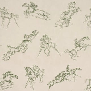 Schumacher x Backdrop Tanbark Wallpaper In Olive For Sale