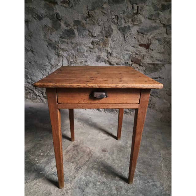 French Pine Side Table with Drawer, 19th Century For Sale - Image 4 of 18