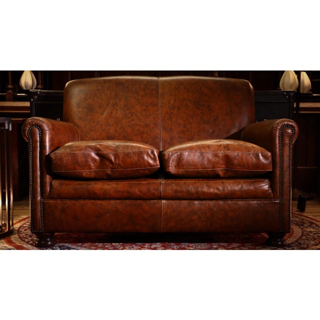 Early 21st Century Small Prince 2-Seater Club Sofa in Brompton Tan Leather from Tetrad, 2010s For Sale - Image 5 of 18