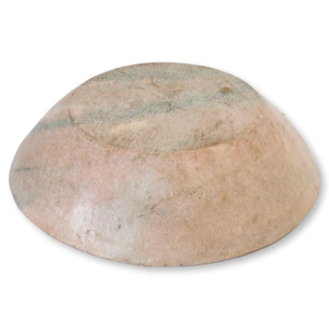 Rustic European Handmade Honed Pink Marble Bowl For Sale - Image 3 of 4
