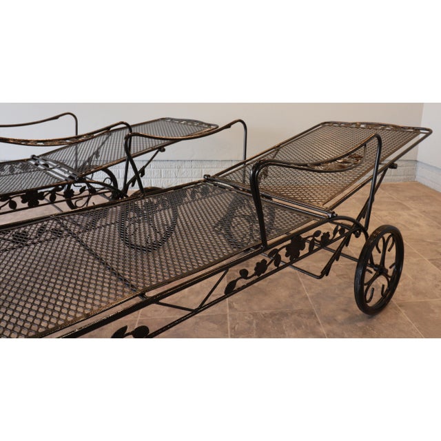 Sam Blount Company Wrought Iron Floral Chaise Loungers — Vintage Pair For Sale - Image 16 of 18