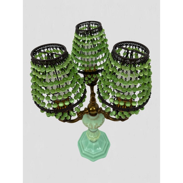 Vintage Jadeite 3 Arm Table Lamp For Sale - Image 10 of 15