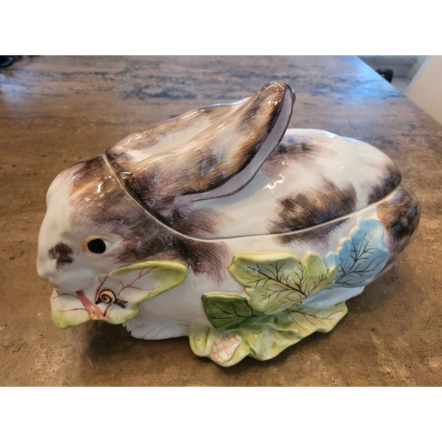 Vintage Rabbit Majolica Soup Tureen Chairish