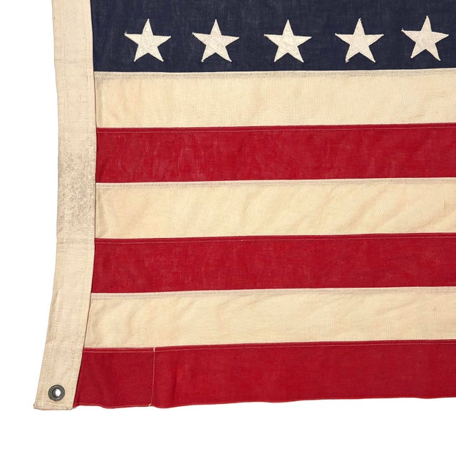 Large Vintage Cotton American Flag With 48 Sewn Stars For Sale In Los Angeles - Image 6 of 7
