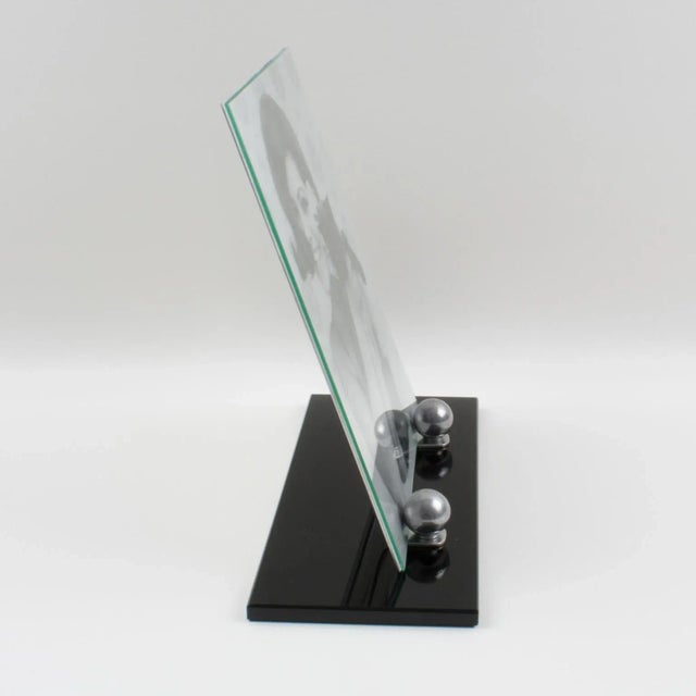 Art Deco Art Deco Black Opaline Glass and Aluminum Picture Frame, 1930s For Sale - Image 3 of 8
