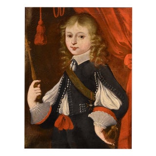 French School Artist, Portrait of Louis XIV as a Child, 1680, Oil on Canvas For Sale