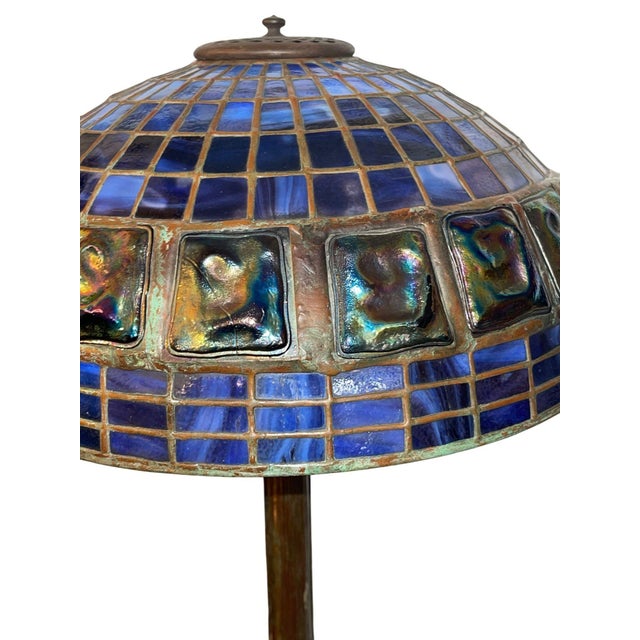 Tiffany Studios Blue Geometric Turtleback Table Lamp. u.s.a. 1910's. For Sale In Los Angeles - Image 6 of 12