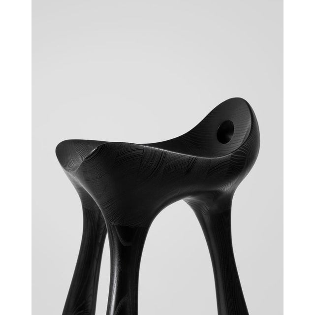 Tripod Stool in Black-Stained and Varnished Ash by Maxime Goléo For Sale - Image 4 of 13
