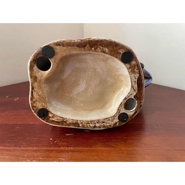 Red Vintage Ceramic Majolica Rooster Figurine 15" For Sale - Image 8 of 8