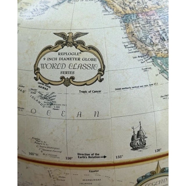Mid-Century Modern Vintage Replogle 12" World Classic Desktop Globe Wood Base For Sale - Image 3 of 6