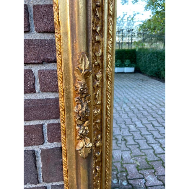 Late 20c French Artisan Louis XVI Gold Beech Floor Mirror For Sale - Image 11 of 14
