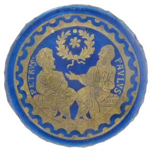 Venetian Blue Glass Romanesque Revival Medallion, Late 19th Century