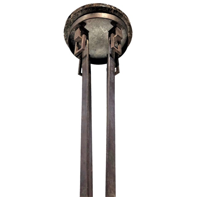 French Art Deco Wrought Iron Pedestal w/ Marble Top, ca. 1920s For Sale - Image 4 of 8