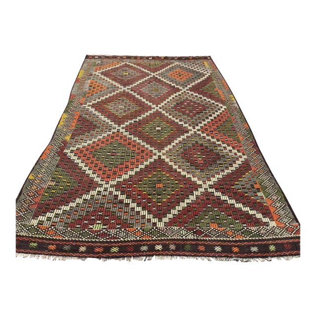 Vintage Embroidered Kilim Rug - 81" X 134" For Sale