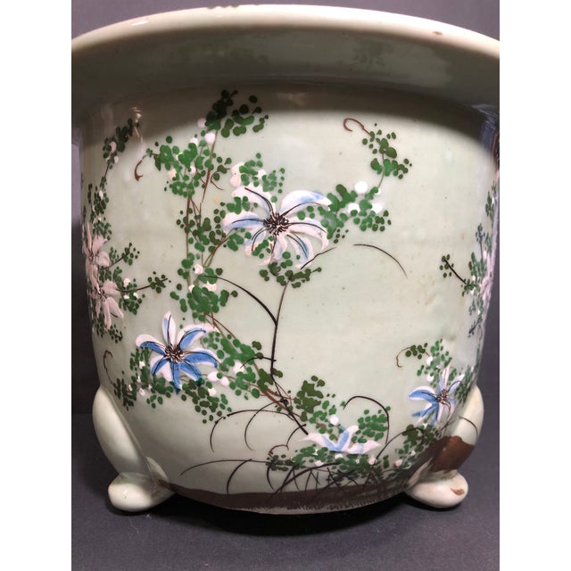 Antique Japanese Celadon Hand Painted Porcelain Flower Pot Chairish