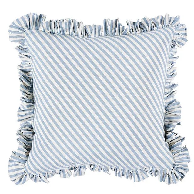 Contemporary Schumacher Brigitte Stripe 18" Pillow in Sky For Sale - Image 3 of 3