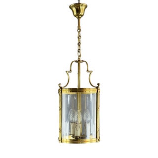 20th Century Cylindrical Lantern in Brass and Glass, 1970s For Sale