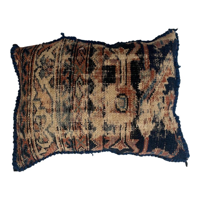 Pillow W/Antique Persian Rug Fragment, 1' X 1'2" For Sale
