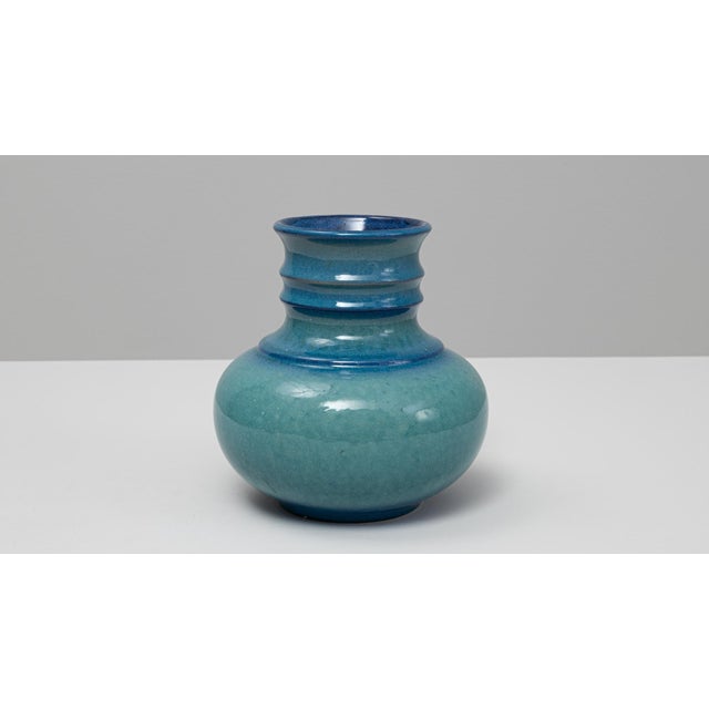 20th Century German Turquoise Ceramic Vase For Sale - Image 11 of 18