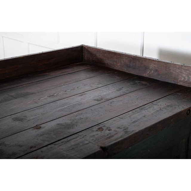 French Painted Pine Work Table Island, 1900 For Sale - Image 14 of 18